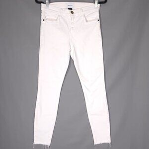 CURRENT‎ ELLIOTT Women’s THE STILETTO SUGAR RELEASED HEM Jeans White USA MADE 28